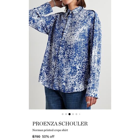 Proenza Schouler Shirt Women’s 6 Medium Norman Crepe Top Relaxed $790 - Picture 2 of 13
